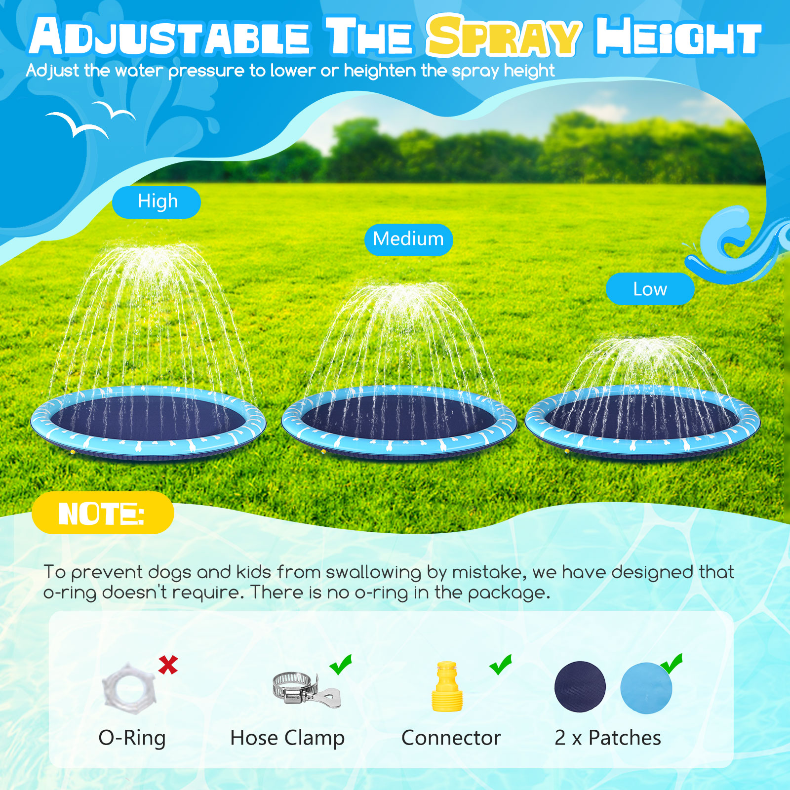 Piscina grande para cães Nobleza, piscina dobrável para cães de 100 cm/39 pol., tapete de respingos para cães, espessa de 0,55 mm, tapete antiderrapante para brincar na água, brinquedo de verão para jardim ao ar livre (1)