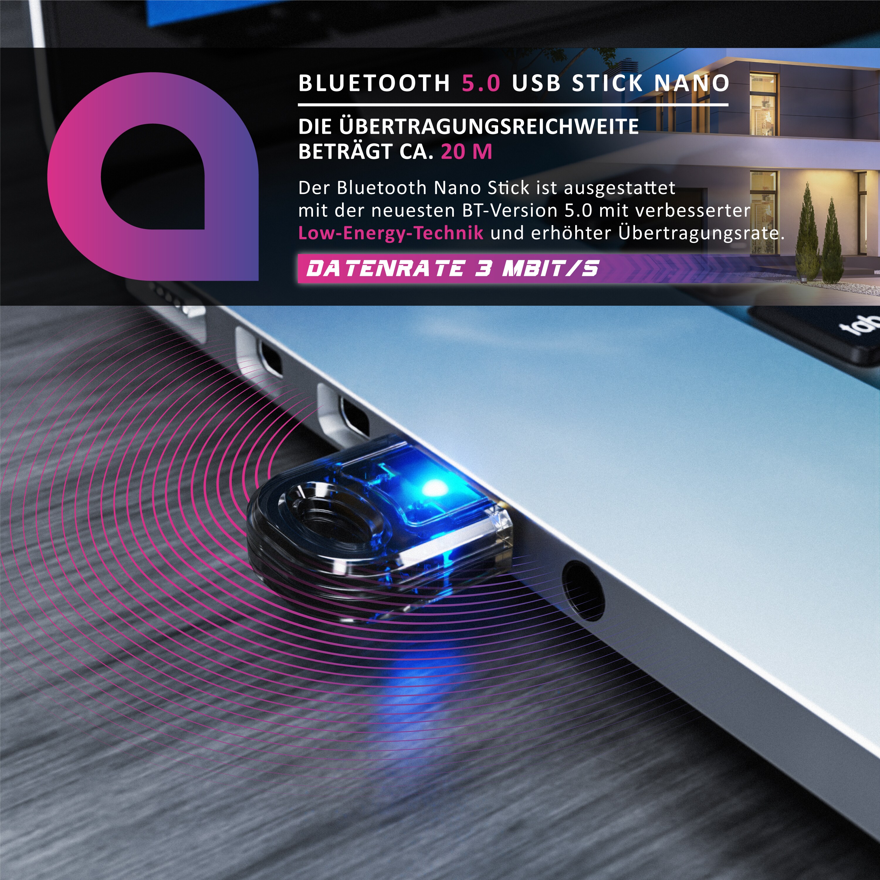 Aplic USB Bluetooth Stick 4.0 mit hoher Reichweite inklusive Treiber / Bluetooth Adapter