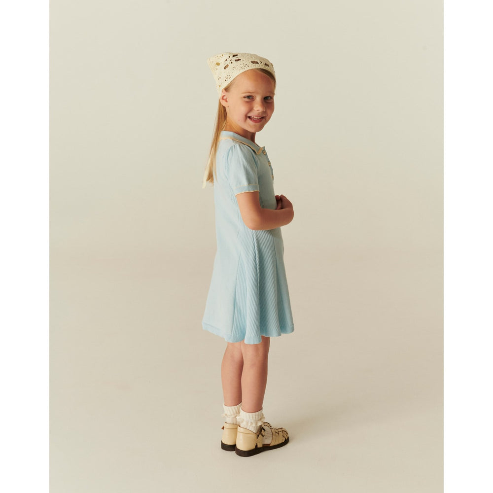 Køb COPENHAGEN COLORS Ice Blue Comb Strikket Peplum Kjole