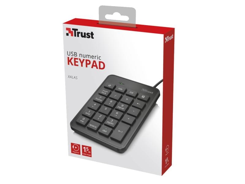 Trust Ziffernblock Xalax Elegante und flache Zehnertastatur für bequeme Eingabe numerischer Daten bei Windows-Laptops