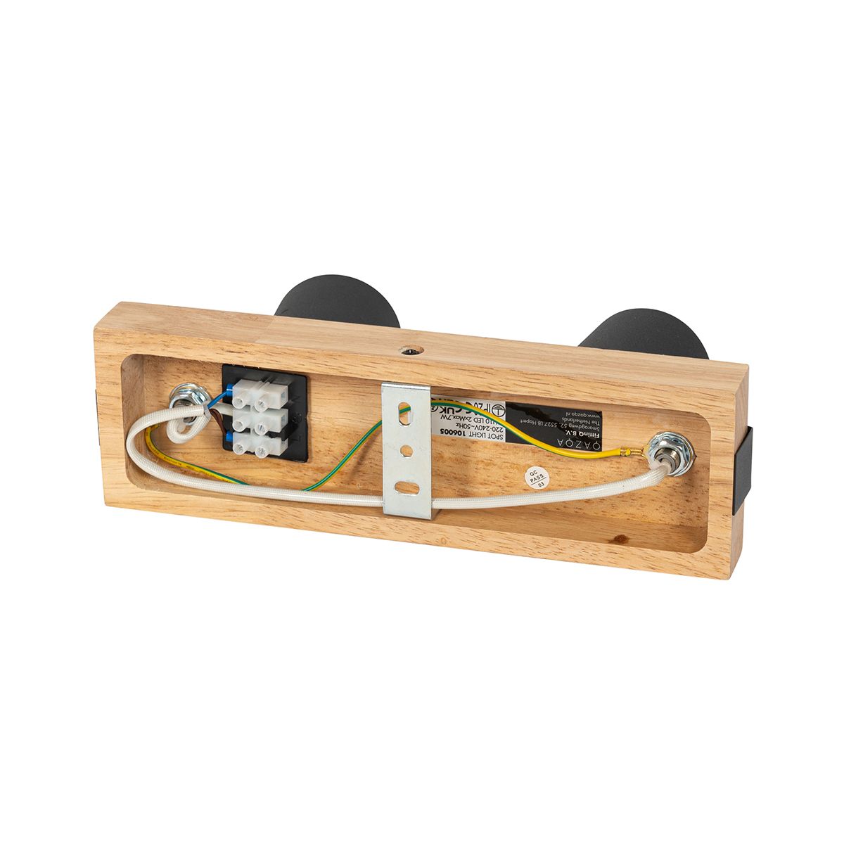 Smart plafondspot zwart met hout 2-lichts draai- en kantelbaar incl. Wifi GU10 50mm - Jeana