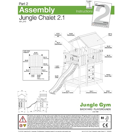 Jungle Gym Chalet 2.1 legetårn komplet inkl. rutsjebane