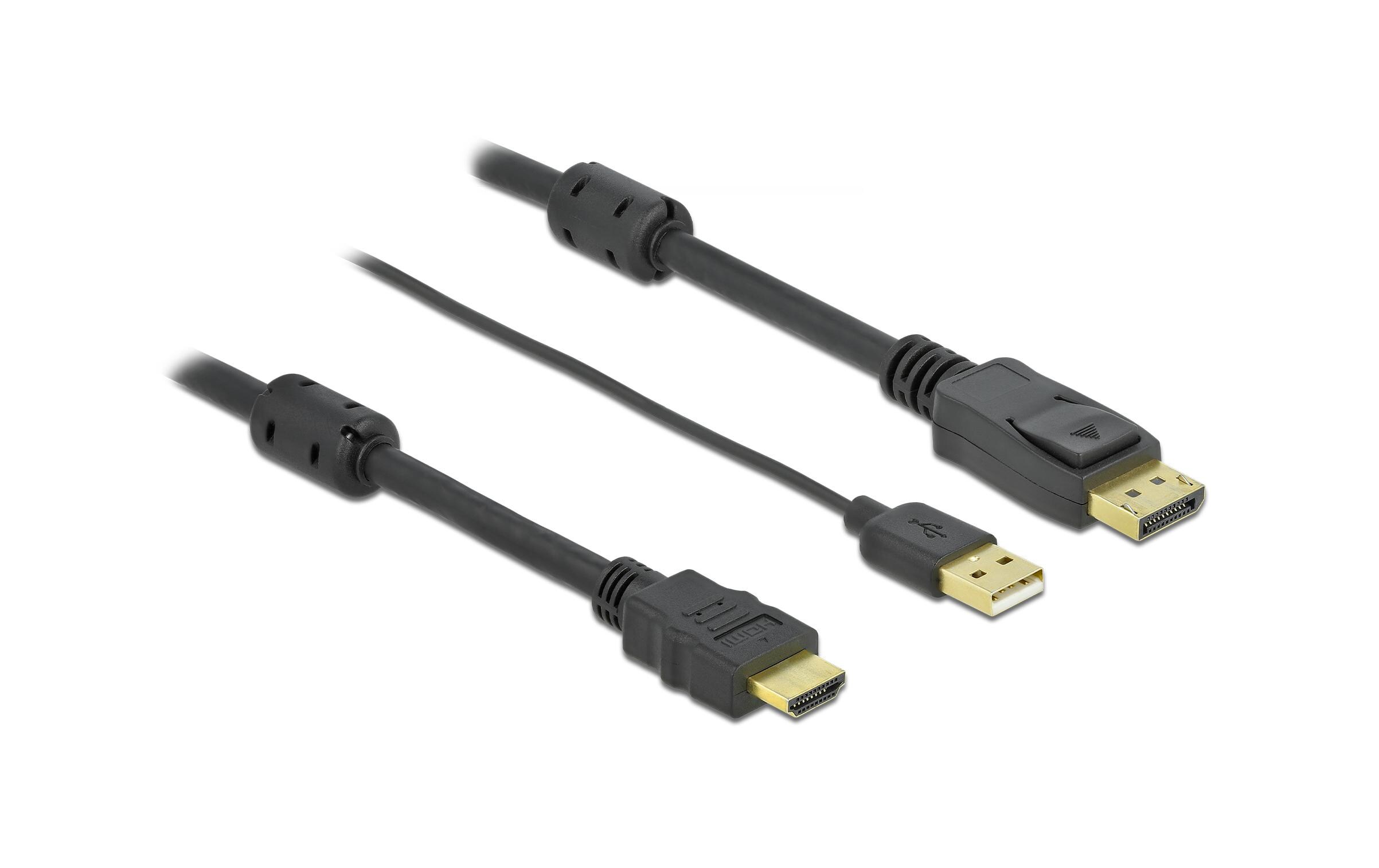 Kabel HDMI – Displayport, HDMI/USB 2.0 - DisplayPort, 10 mDelock HDMI zu DisplayPort Kabel 4K 30 Hz 10 m