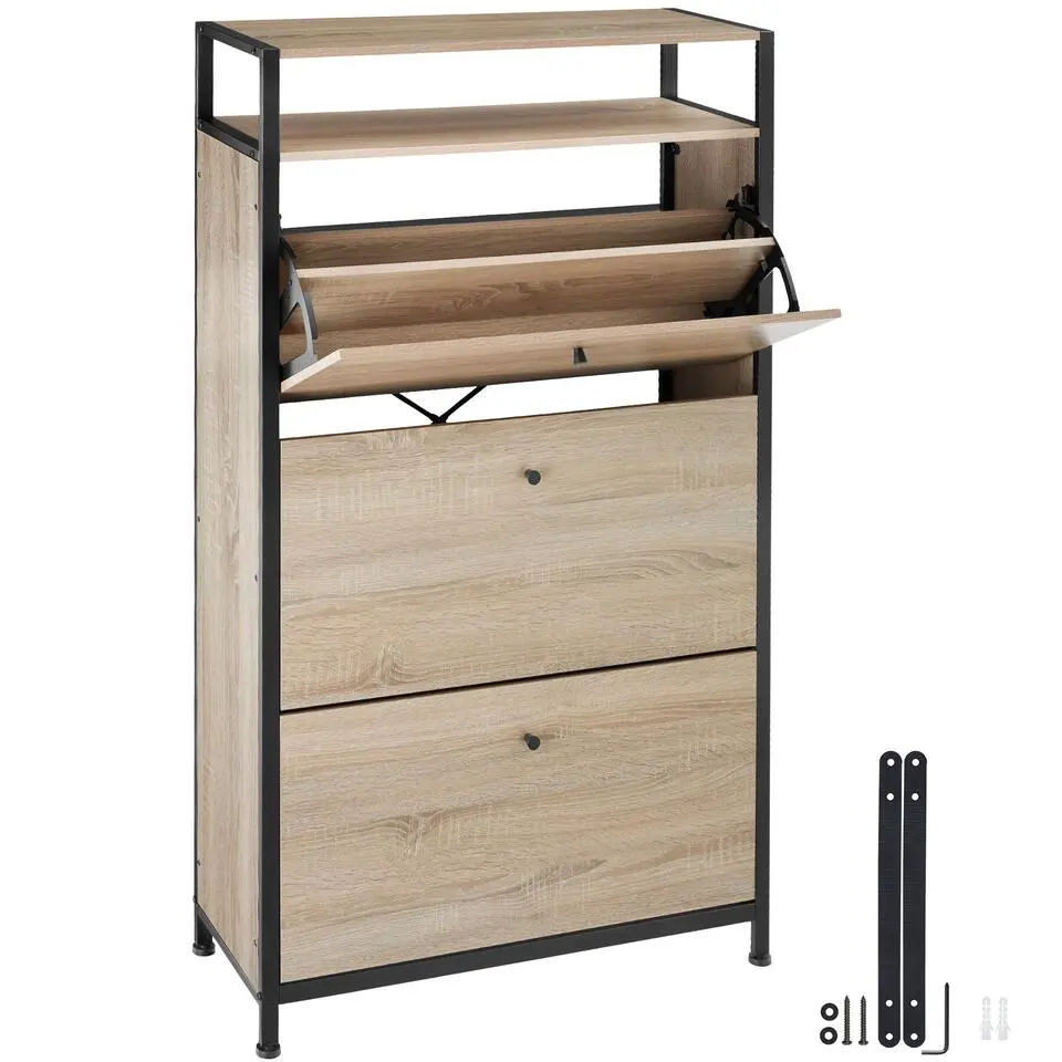 tectake Schoenenkast, Industrieel Licht Hout, Eiken Sonoma