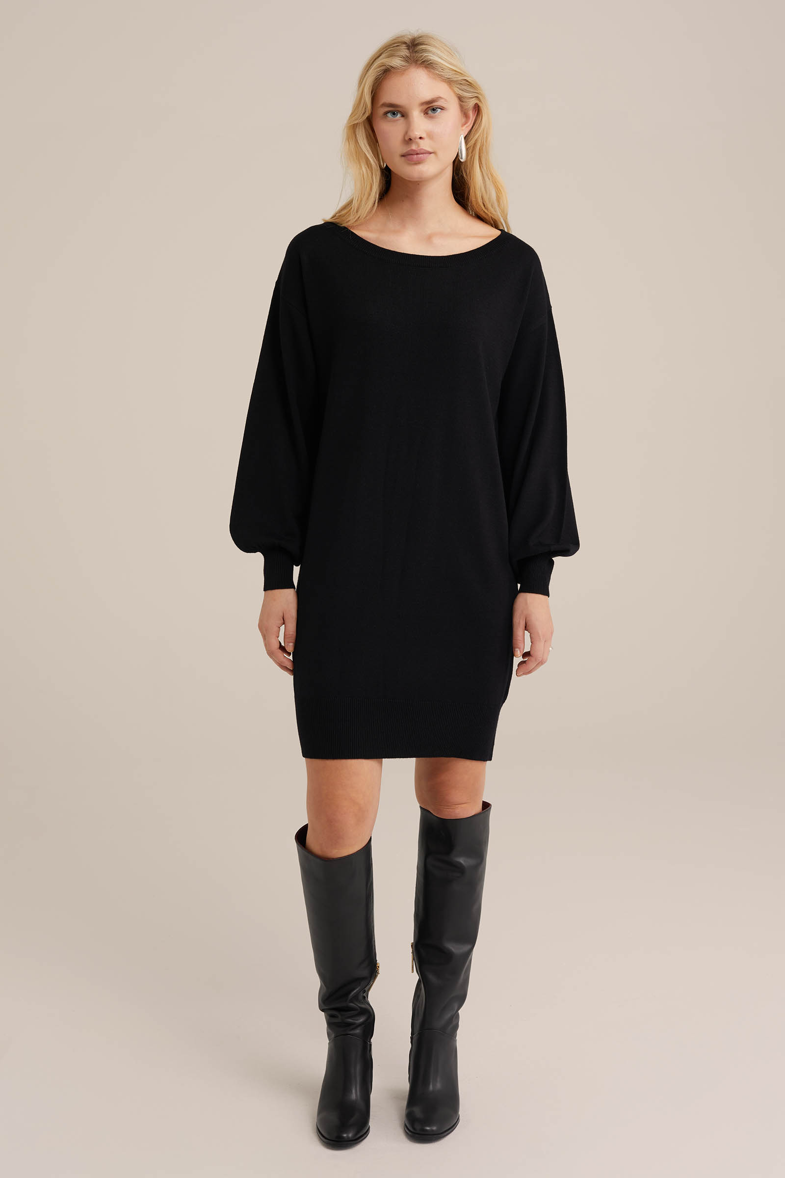 fijngebreide jurk WE Fashion Zwart