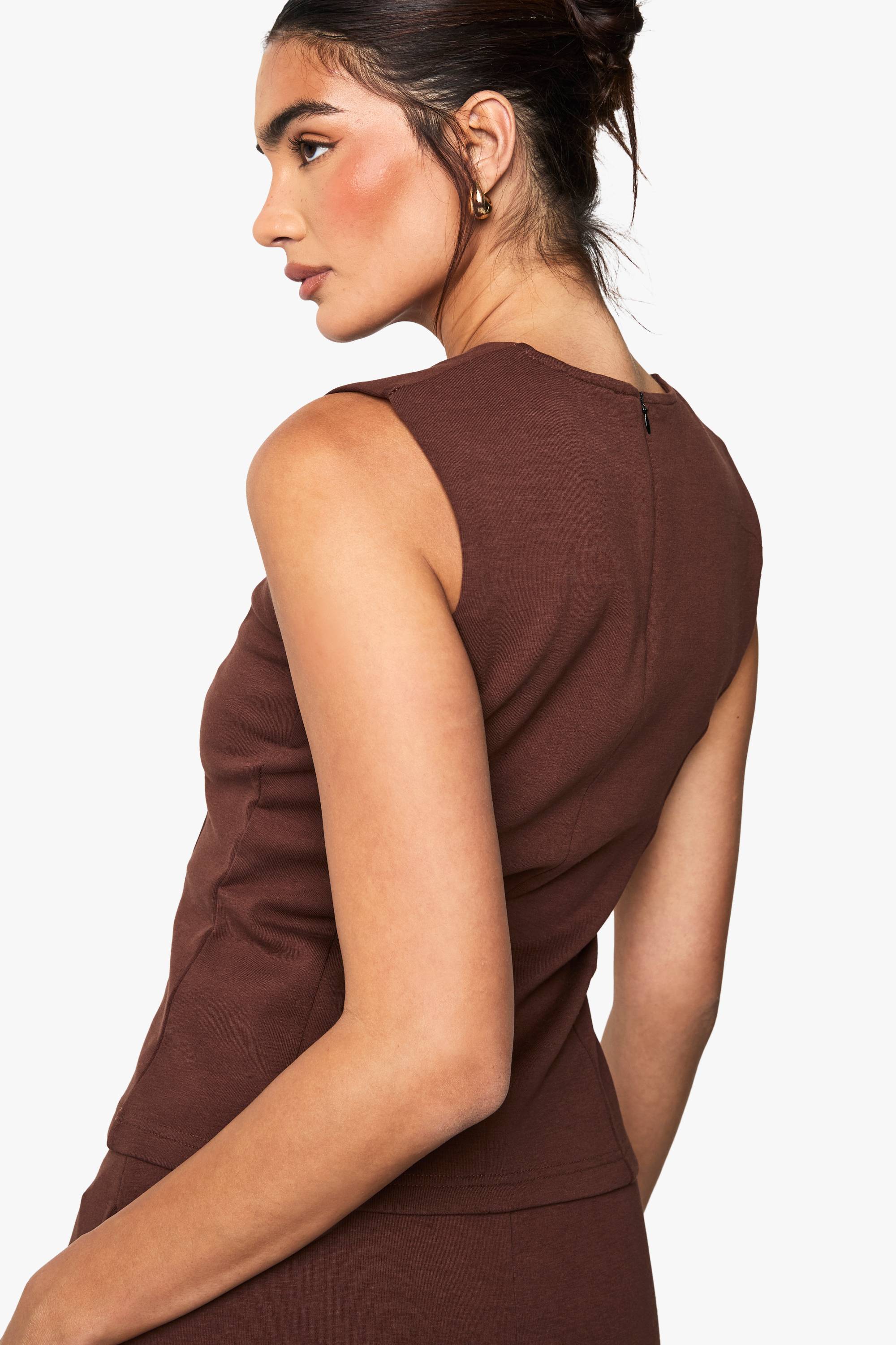 boohoo Interlock Cinched Peplum Top