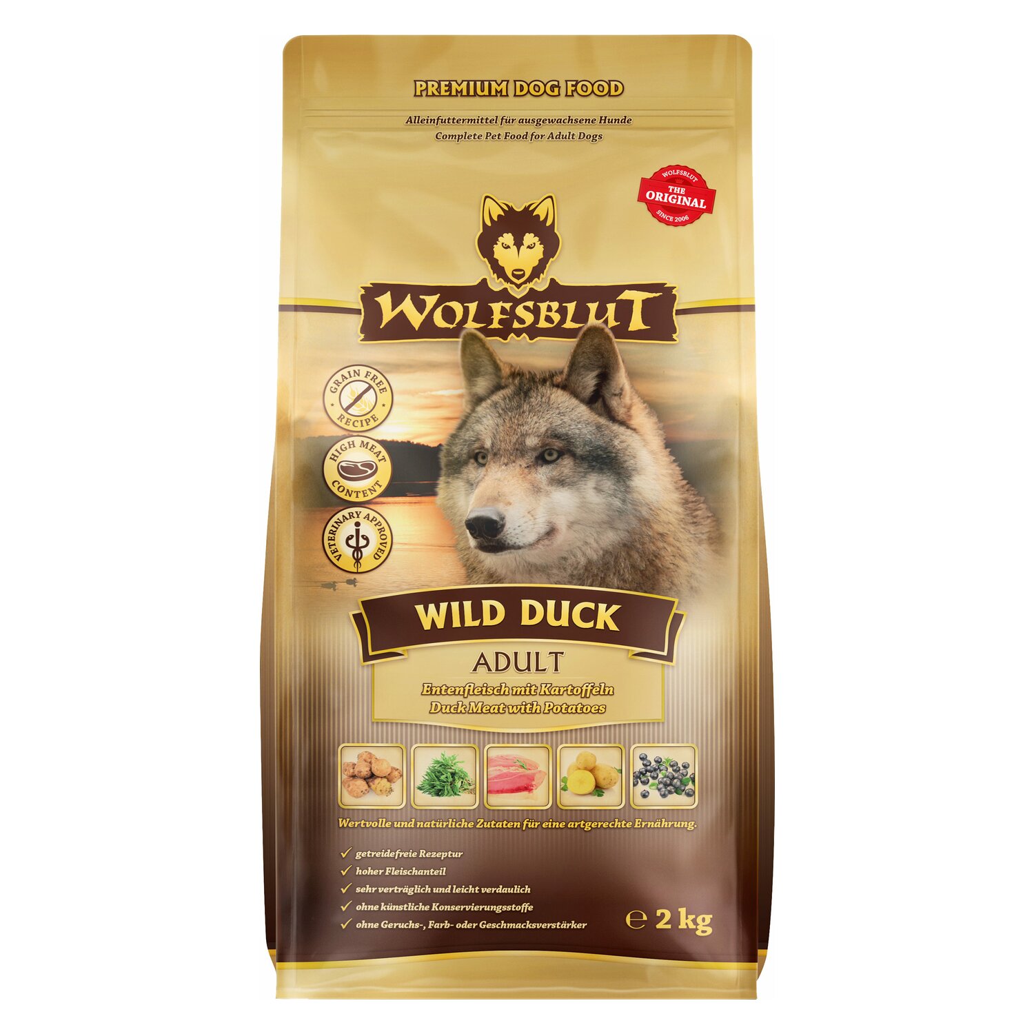 WOLFSBLUT Trockenfutter Adult Wild Duck - 12.5kg - Ente