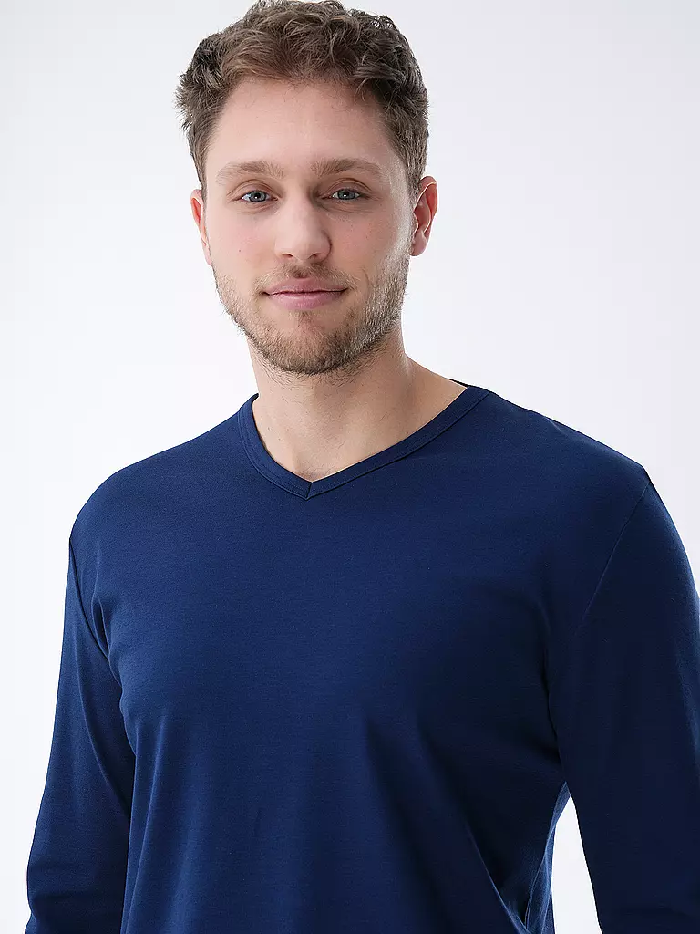 MEY Pyjama Langarmshirt  blau