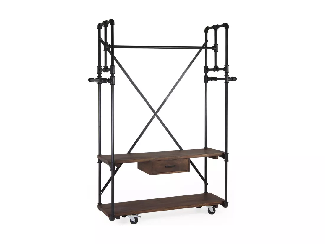PIPA - Portant en bois marron et fer noir H188