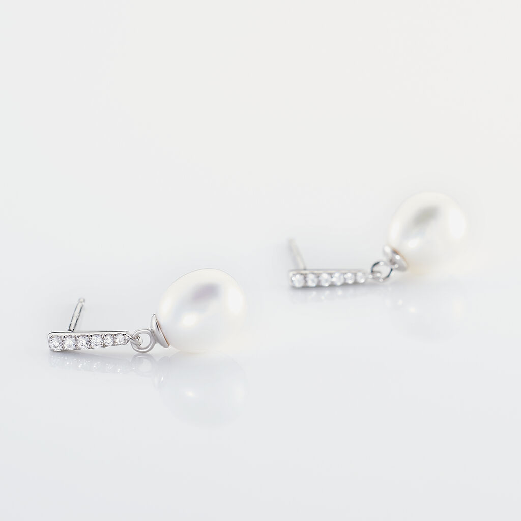 Boucles D'oreilles Pendantes Coria Argent  Perle De Culture Et Oxyde