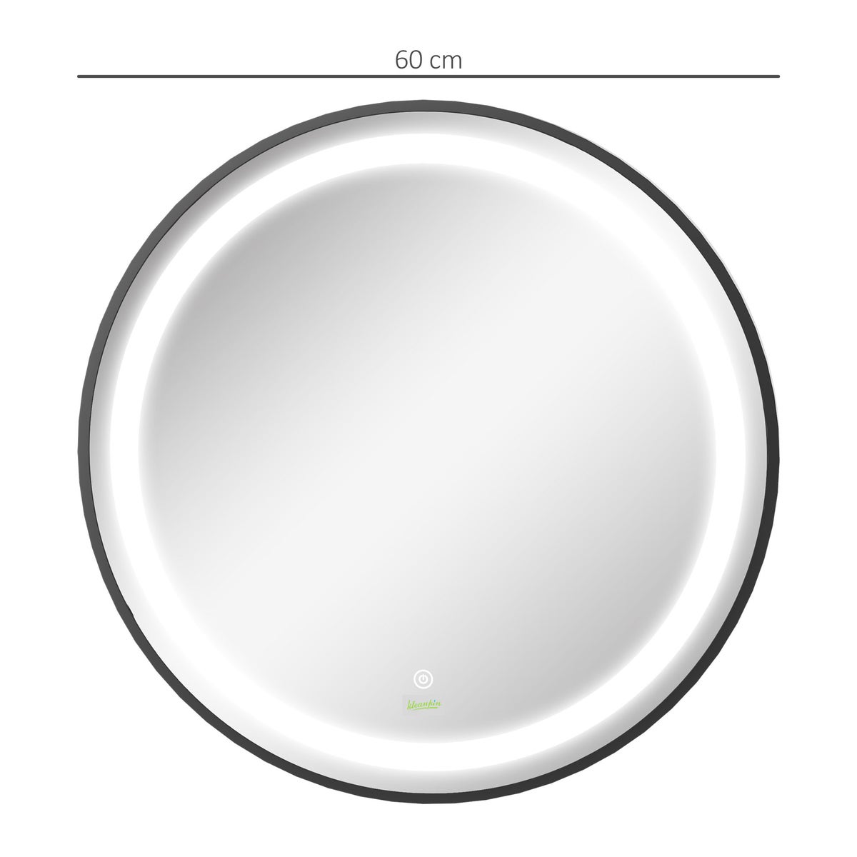 Kleankin badkamerspiegel, Ø60cm LED badkamerspiegel met 3 lichtkleuren, wandspiegel met touchfunctie, geheugenfunctie, IP44, zwart