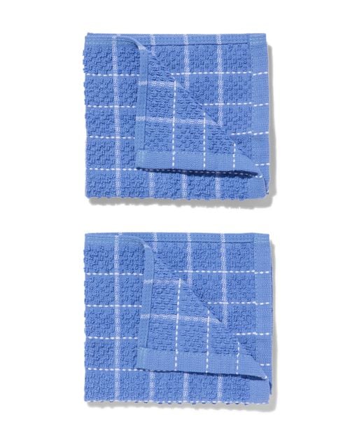 2 lavettes 30x30 coton bleu