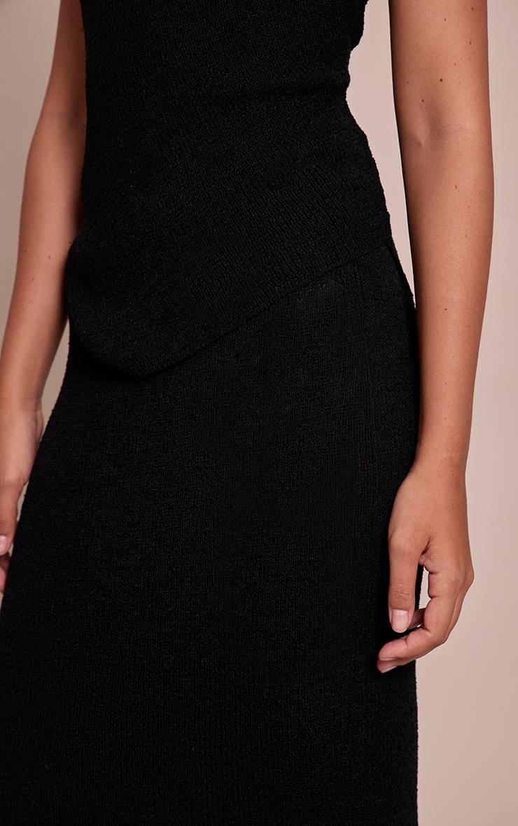 Noir Jupe Longue Taille Basse En Maille À Pompons