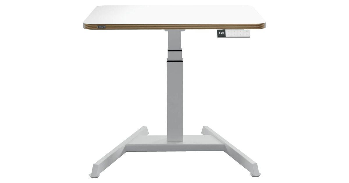 LeitzErgo Elektrisch Zit-Sta Bureau (80x60 cm) met sta-op herinneringsfunctie tafel  (Wit)