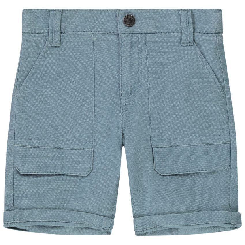 Bermuda en coton uni avec empiècements volets pour garçon - Bleu marine