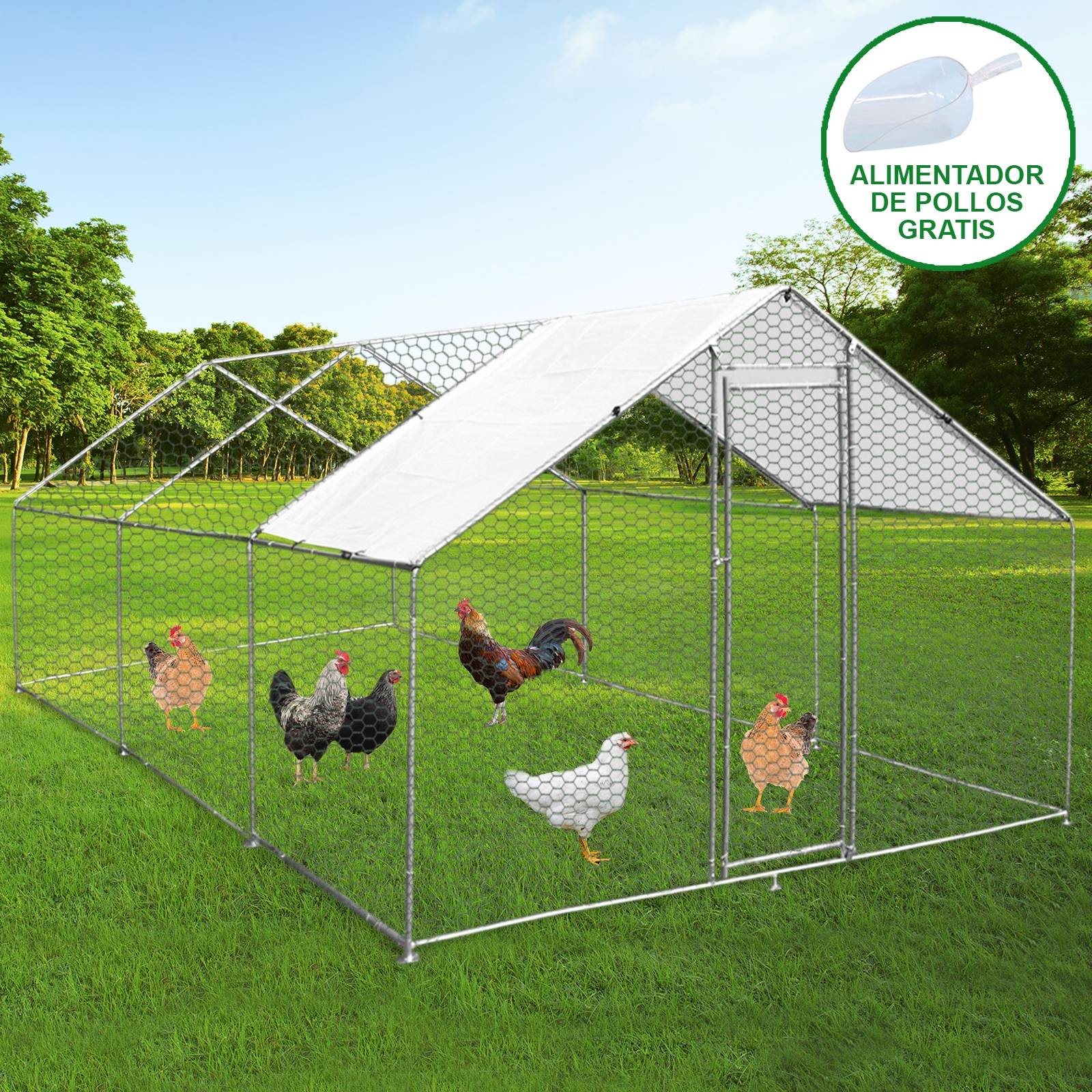 Gaiola para aves, cercado, caixa para galinhas, aço, 4m x 6m x 2m