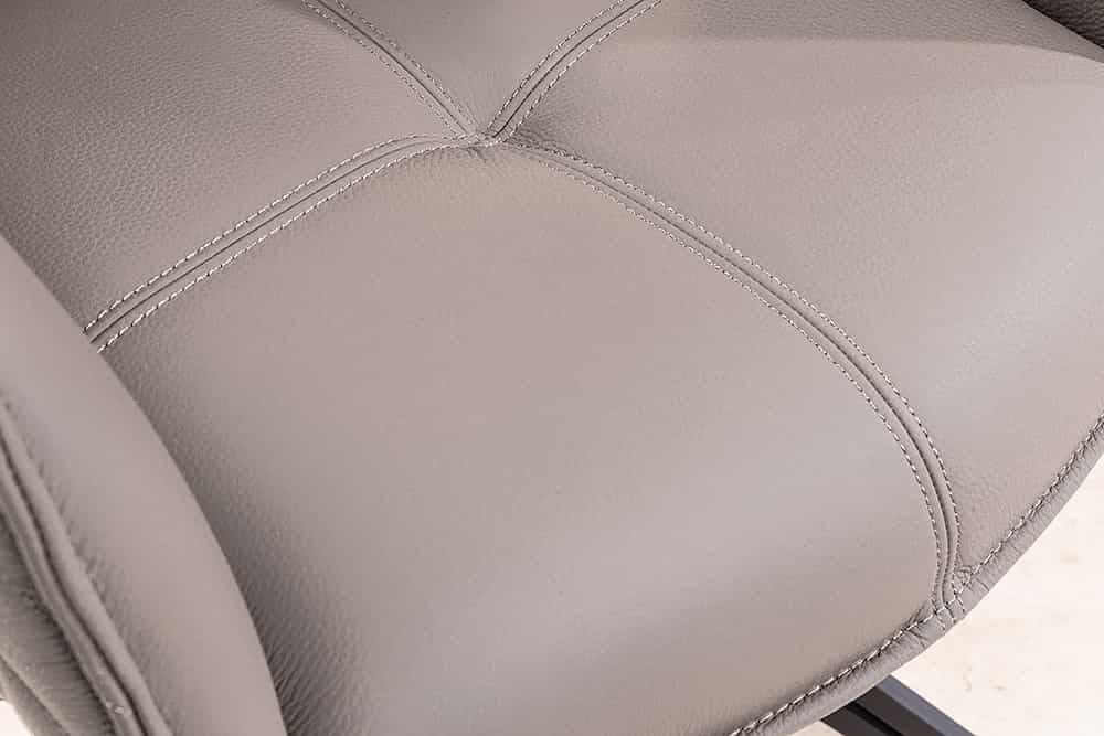 Drehbarer Design Stuhl EUPHORIA taupe Echtleder schwarz Metallgestell mit Armlehne