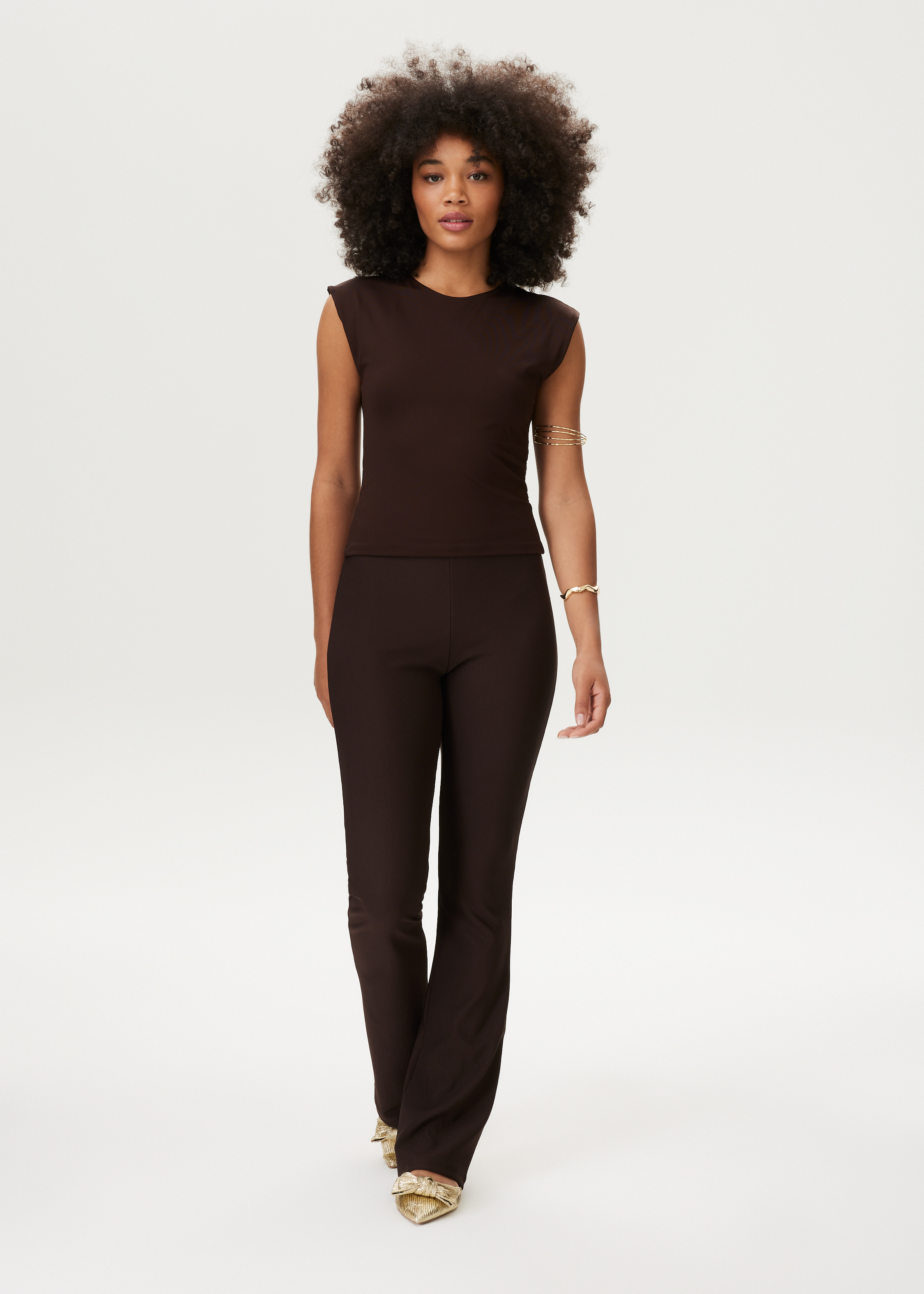 Geribde flare legging
