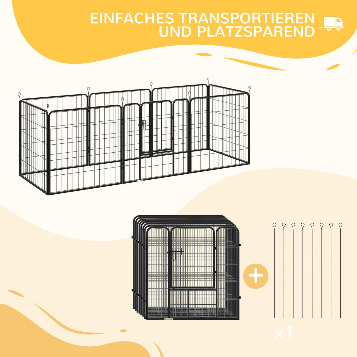 PawHut Huisdierenspeelpen, 80B x 80H cm, Metaal, Zwart