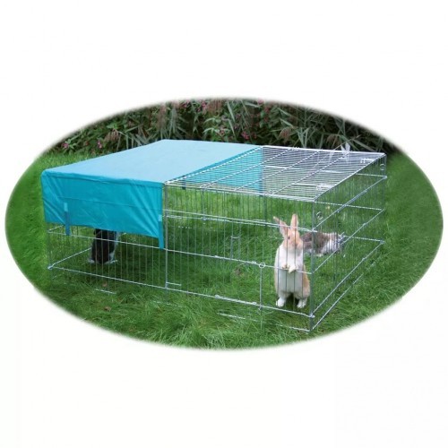Gaiola externa prateada para coelhos