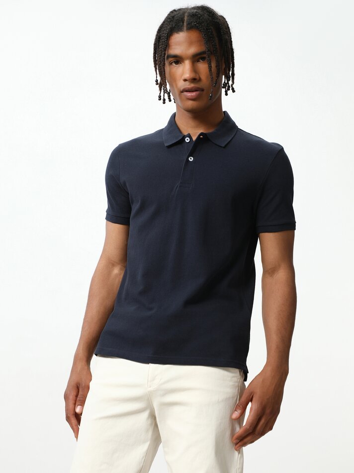 Camisa polo básica - Azul-marinho
