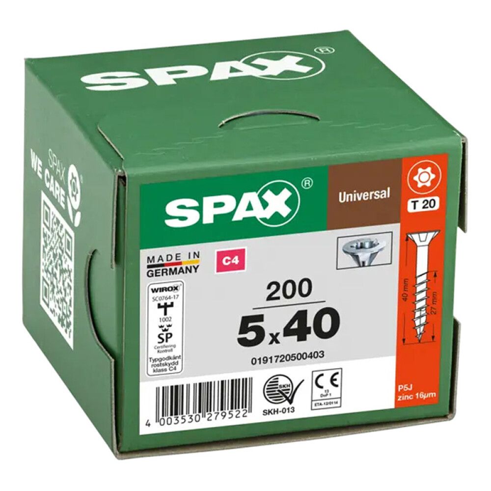 UNIVERSALSKRUE SPAX T-STAR PLUS C4 T20 5X40MM 200STK