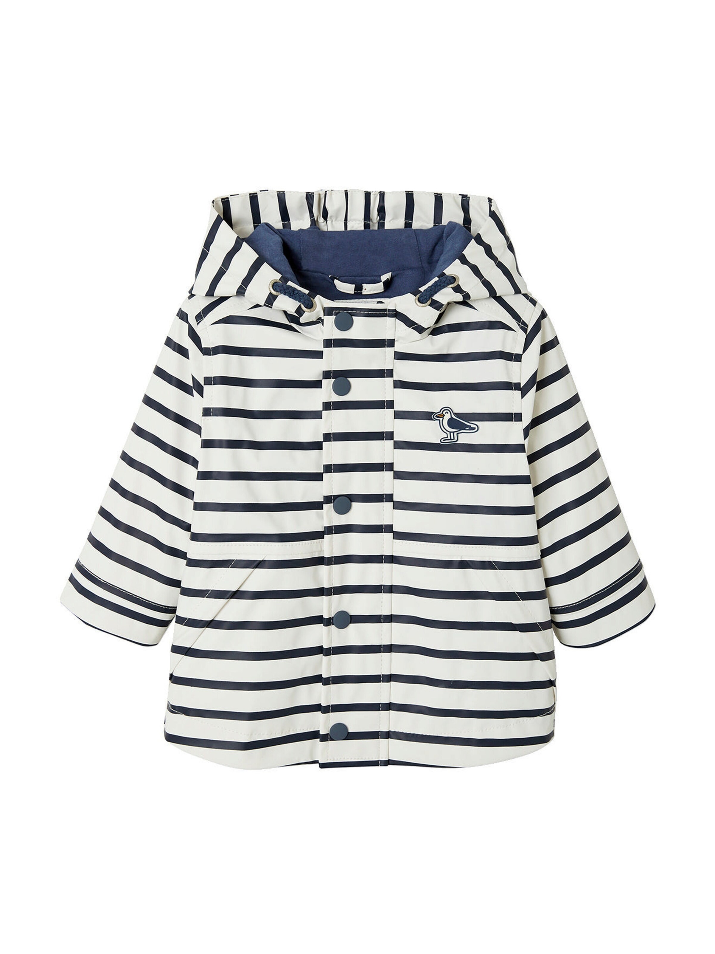 Vertbaudet Gefütterte Baby Regenjacke wollweiß gestreift