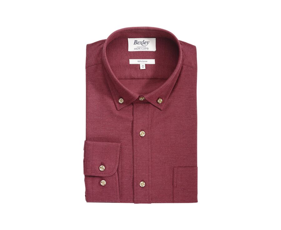 Chemise flanelle Rouge Bordeaux - Poche poitrine - ALEXANDER