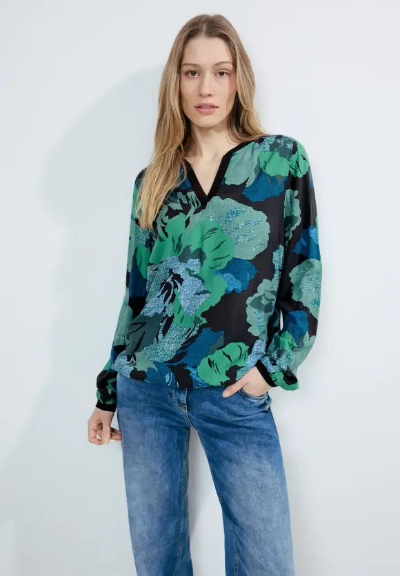 Florales Blusenshirt - strong khaki