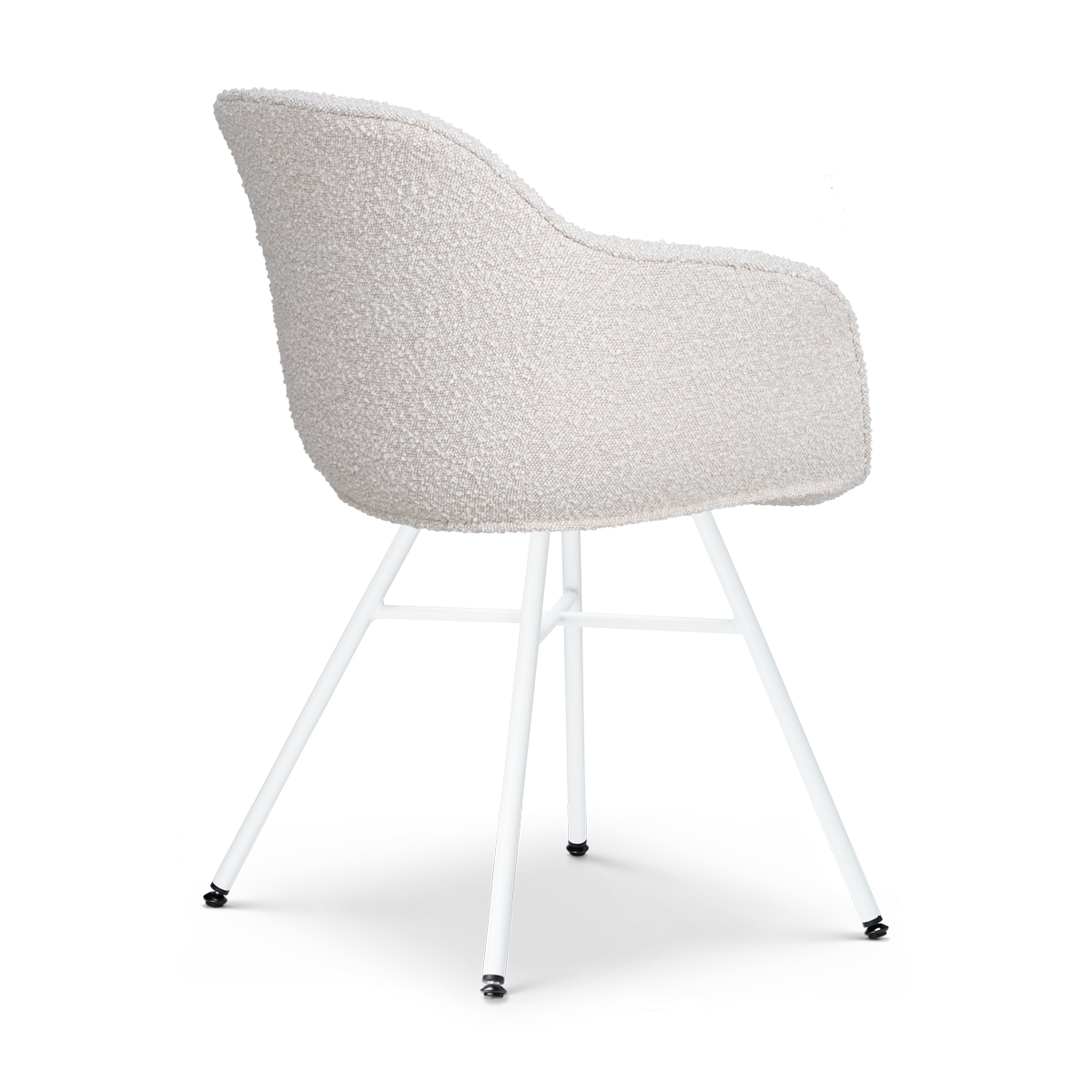 Eetkamerstoel Noa-Mare bouclé beige - wit onderstel