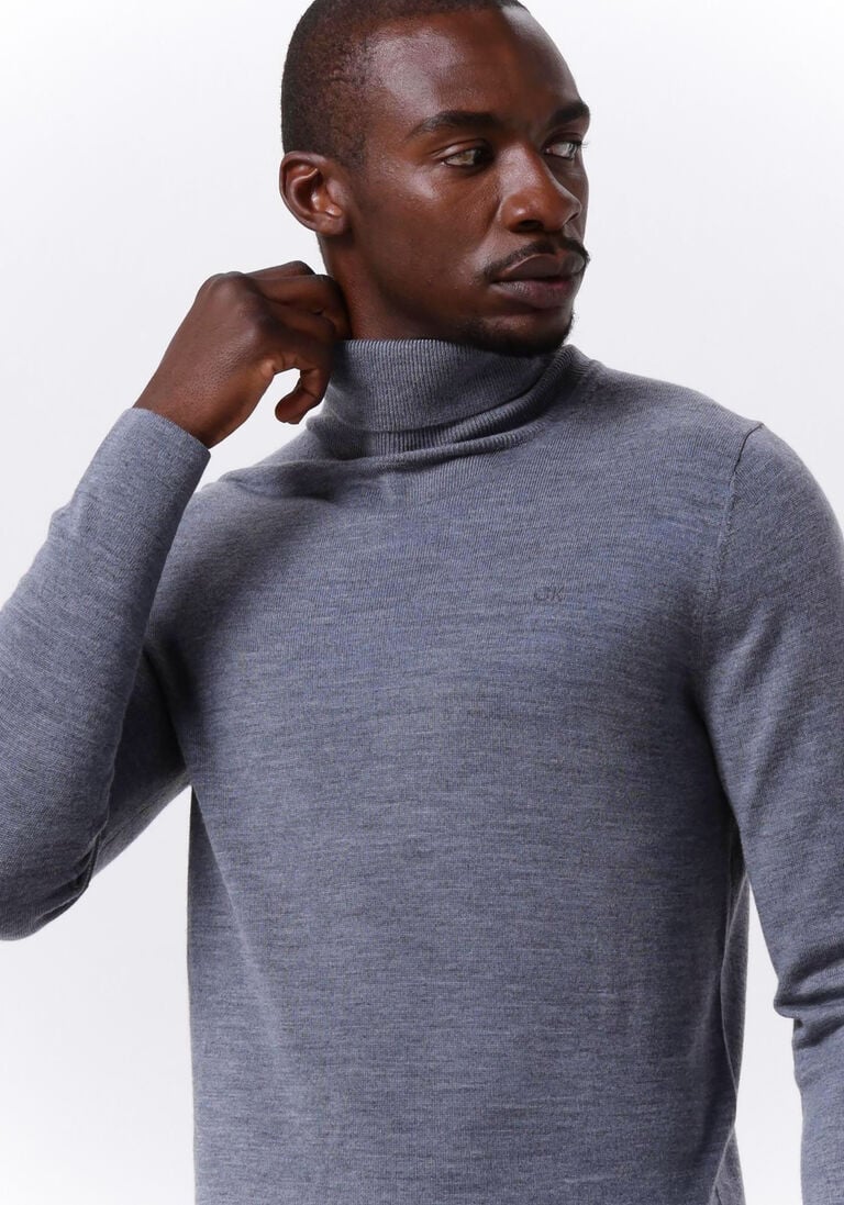 CALVIN KLEIN grijze calvin klein coltrui superior wool turtle neck