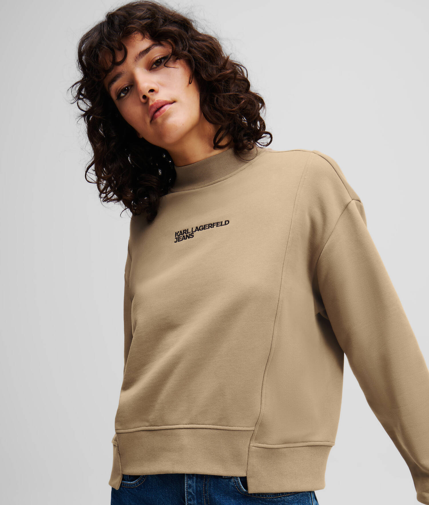 SWEAT-SHIRT À COL MONTANT ASYMÉTRIQUE - Taupe du désert