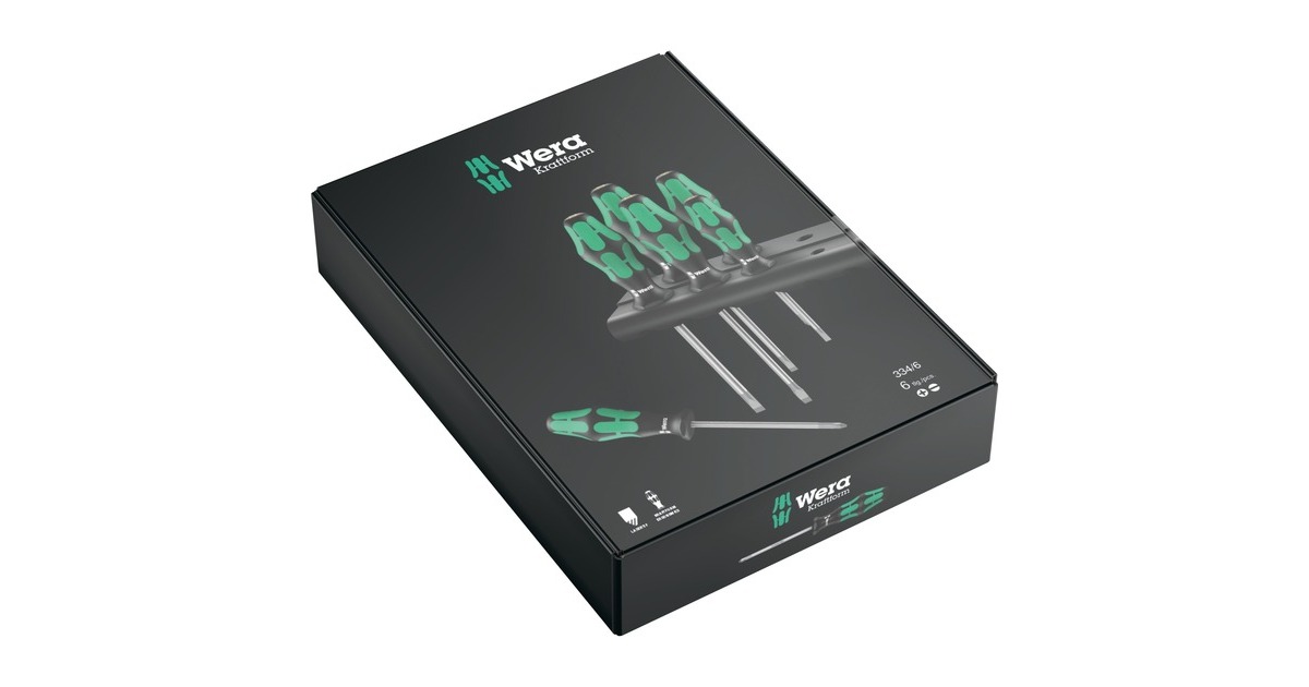 Wera334/6 Schroevendraaierset Kraftform Plus  (Zwart/groen, 6-delig)