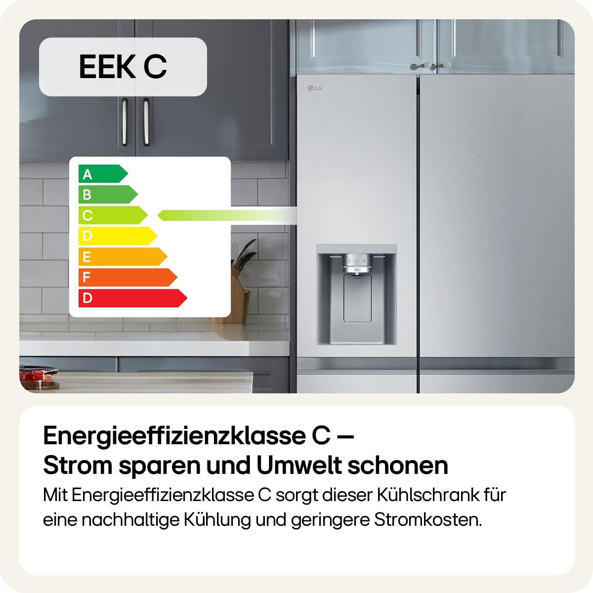 LG GSLE81PYBC Side by Side Kühlschrank | Klasse C | 628 L | Eis- | Crushed Ice- Wasserspender mit UVnano | Total No Frost | Smart Inverter Kompressor, Wi-Fi