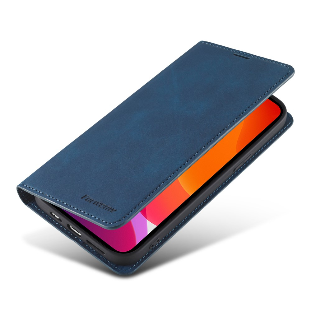iPhone 13 Vintage Leder Tasche Flip Cover Fashion Design - Dunkelblau