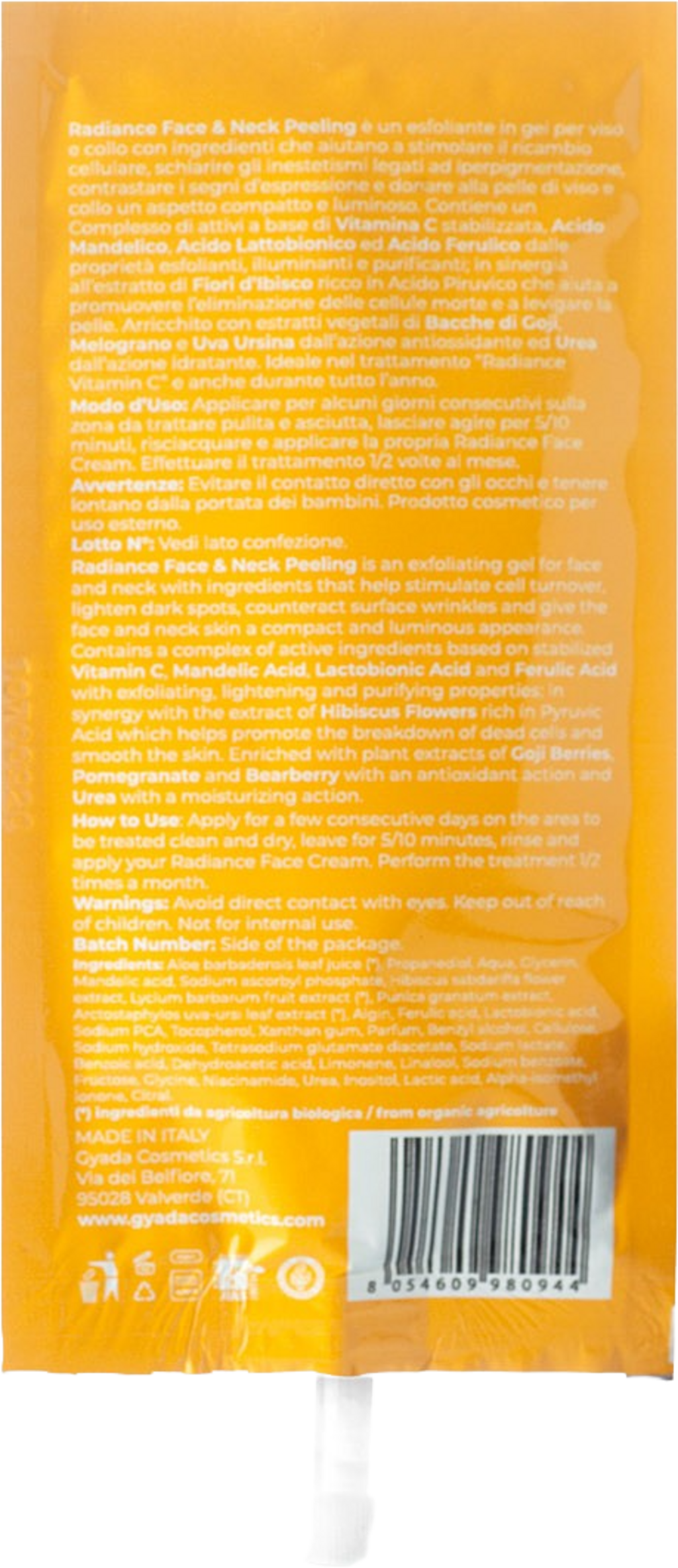 GYADA Cosmetics  Radiance Peeling für Gesicht & Hals, 25 ml