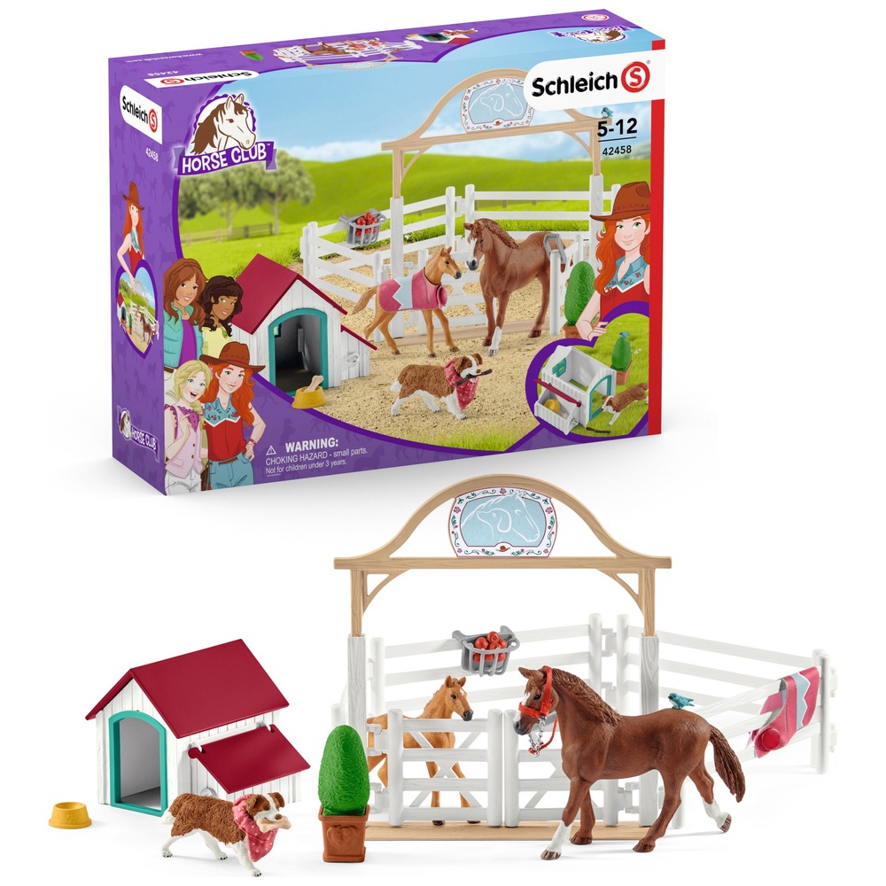 Schleich Horse Club 42458 Hannahs Lakeside Paddock mit Pferden und Hund