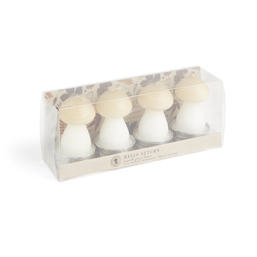 Bougie champignon blanc et jaune 6H x4