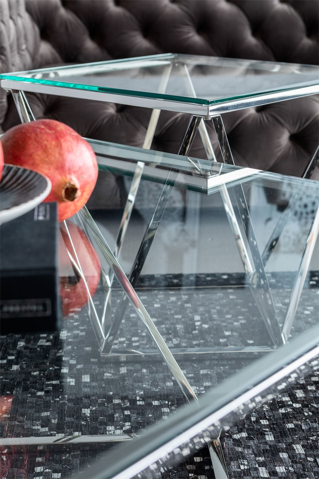 KARE DESIGN Couchtisch CRISTALLO 45 x 80 cm Edelstahl/Glas weiß
