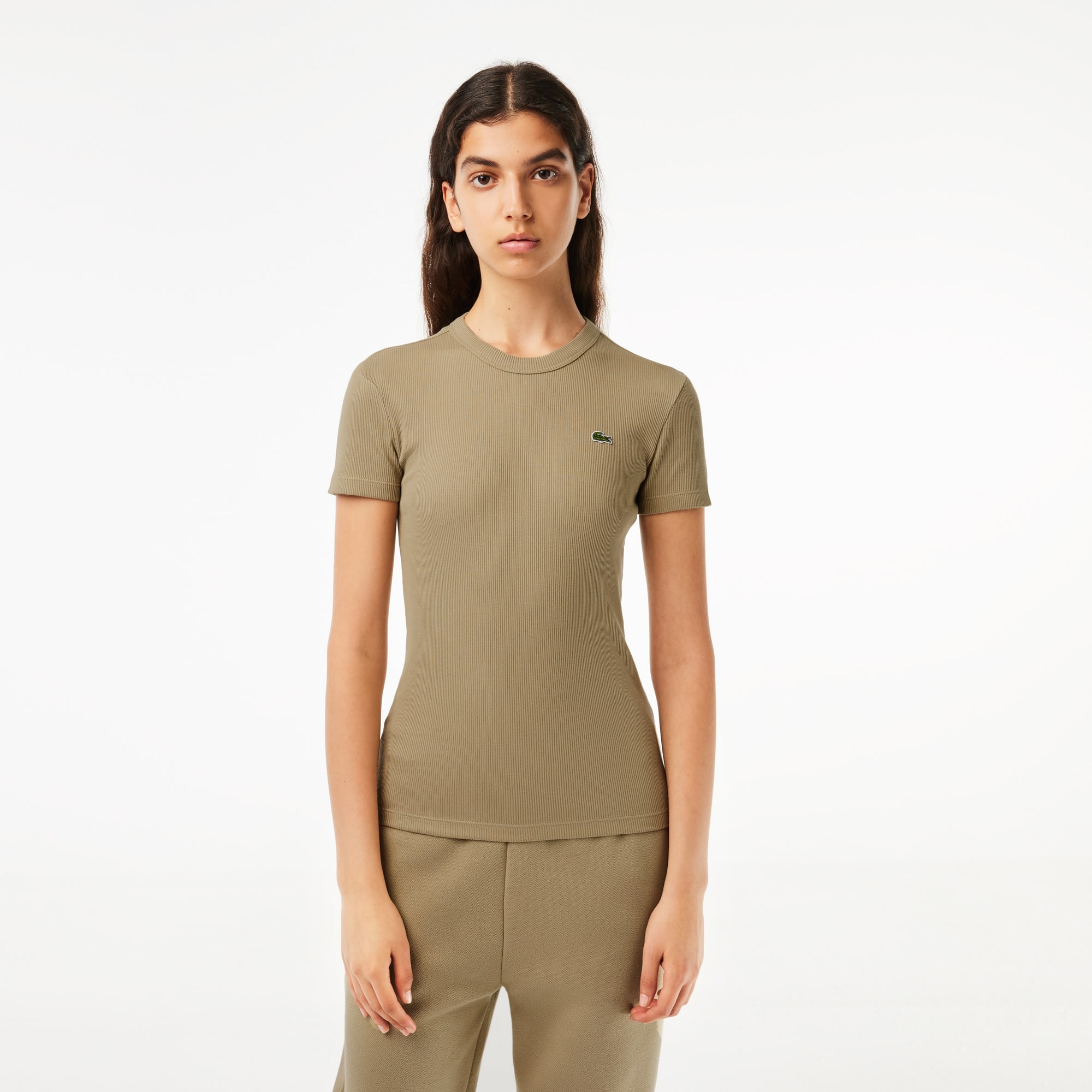 T-shirt femme Lacoste slim fit en coton biologique T-Shirts - Beige - Lacoste - Femme
