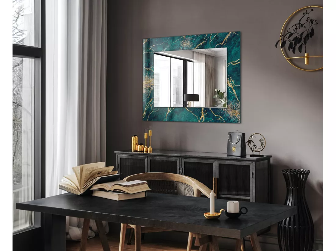 Miroir décoratif avec cadre Marbre vert 80 x 60 cm