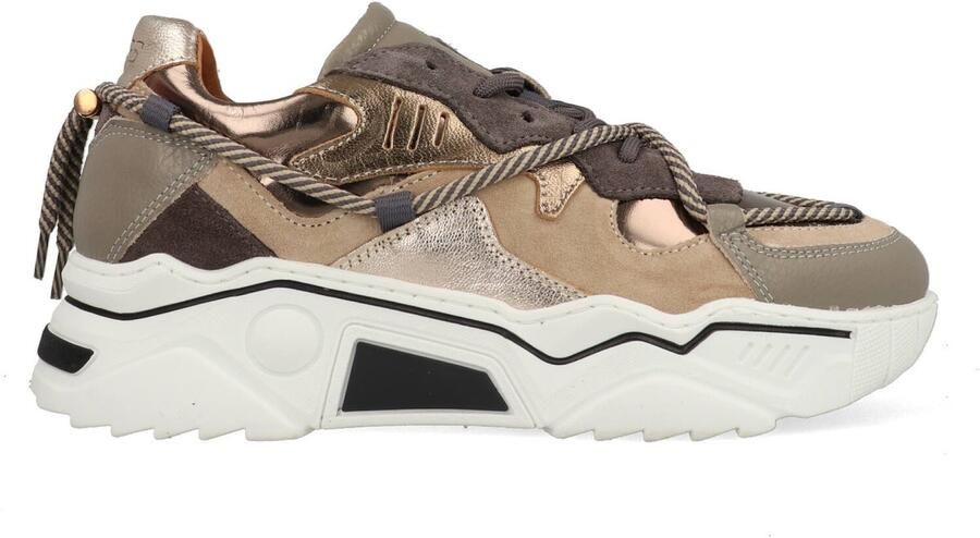 DWRS The label DWRS Dames Sneakers Bruin Leer Suéde