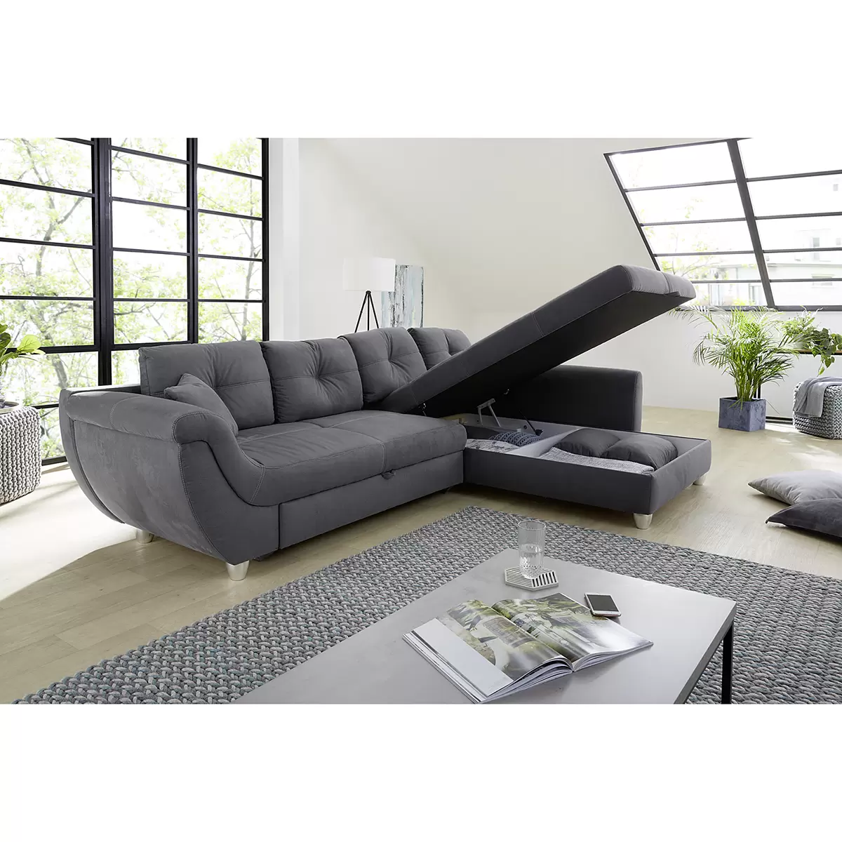 Ecksofa Maroggia 153 x 270 Dunkelgrau