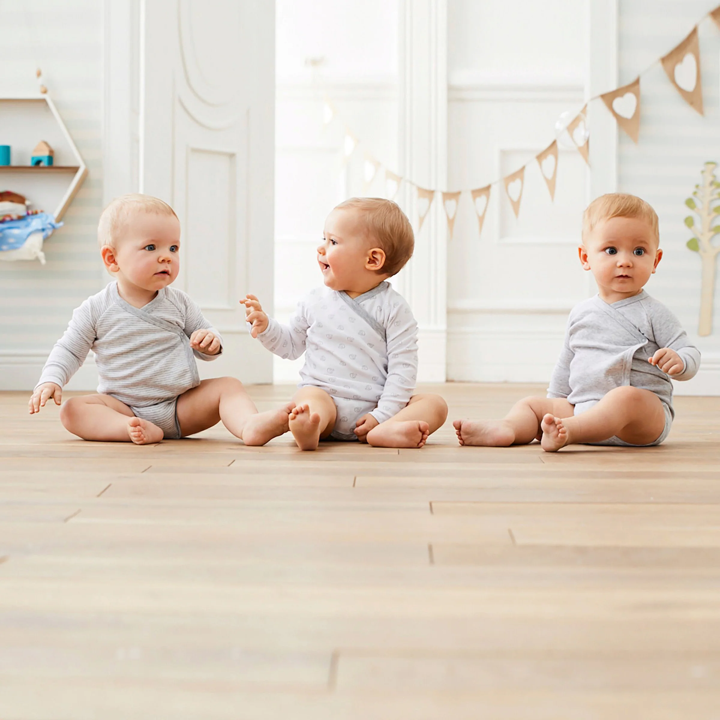 Bornino - Lieblinge 3er-Pack Wickelbodys langarm grau