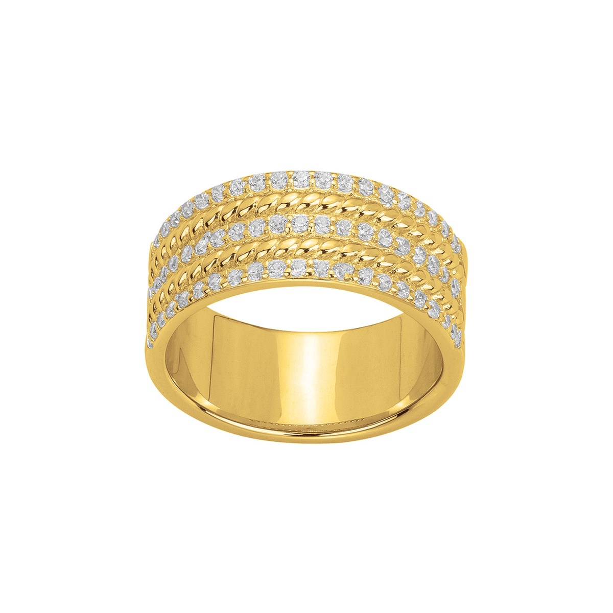 Bague en Plaqué Or avec oxyde de zirconium blanc
