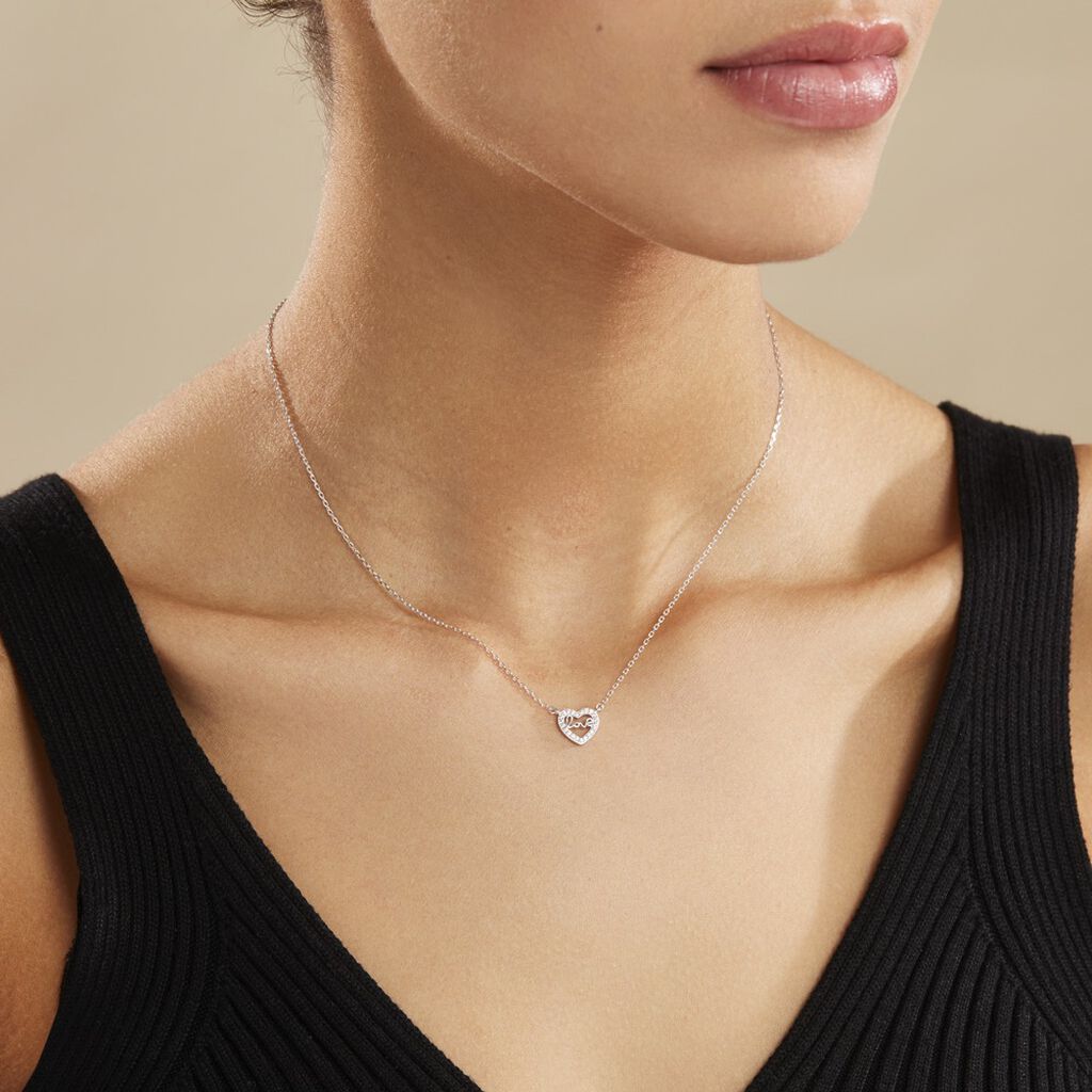 Collier Delicata Argent Blanc Oxyde De Zirconium