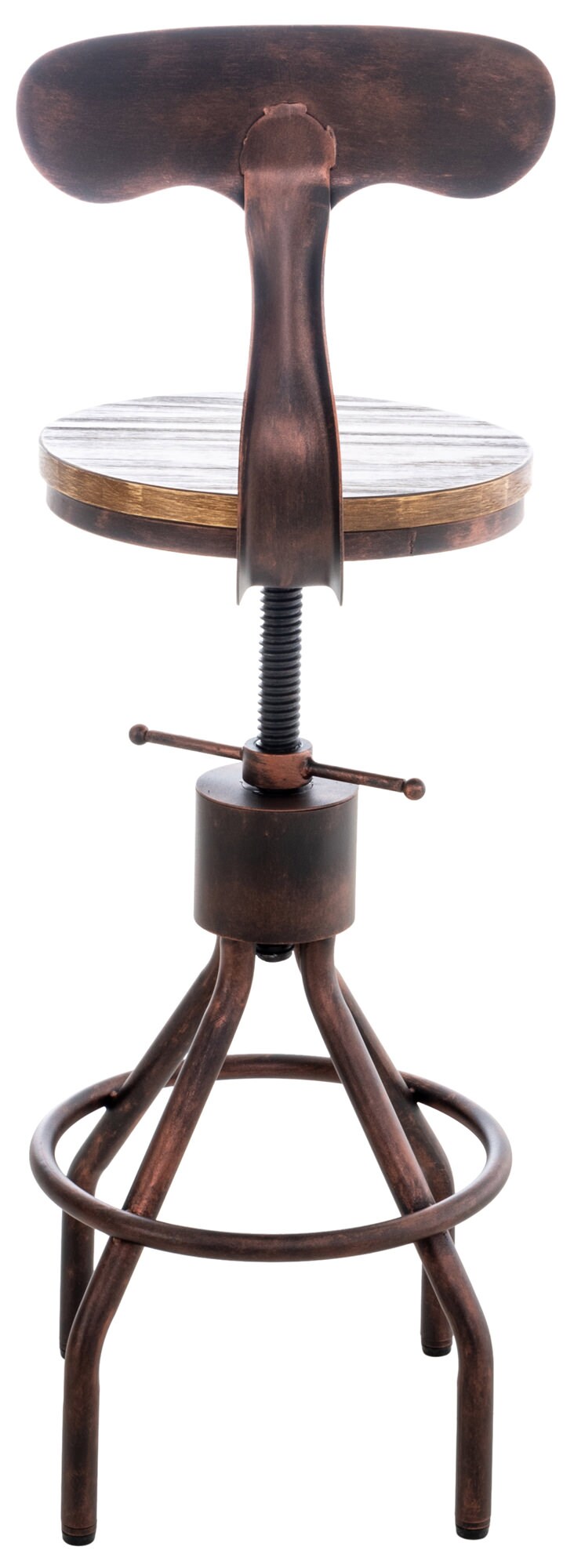 CLP 2er Set Barhocker Hanam Im Industrial-Design I Höhenverstellbarer Metall Barstuhl Mit Holzsitz Und Rückenlehne