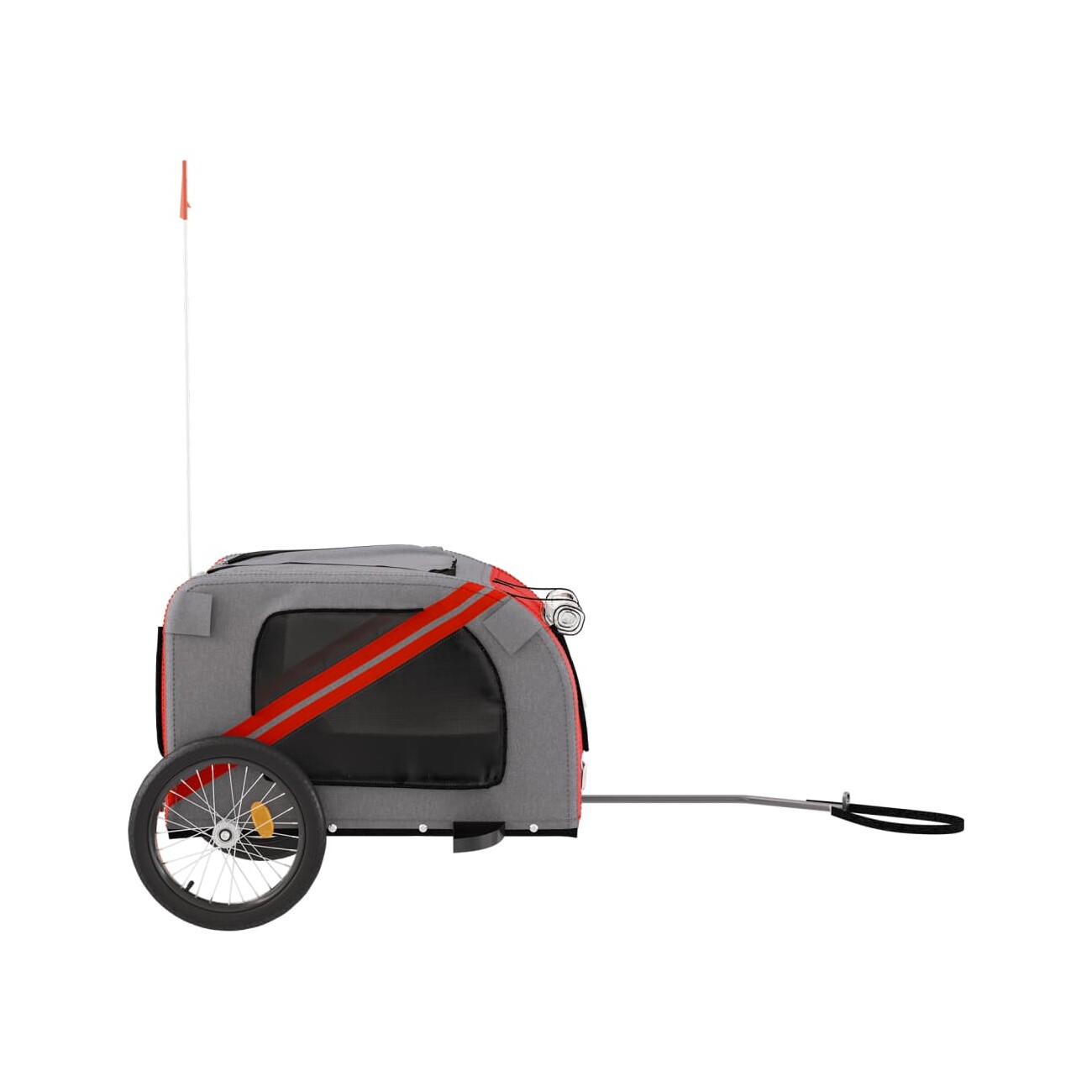 VidaXL Fahrradanhänger Hund 133,5 x 69 x 73,5 cm (L x B x H) rot