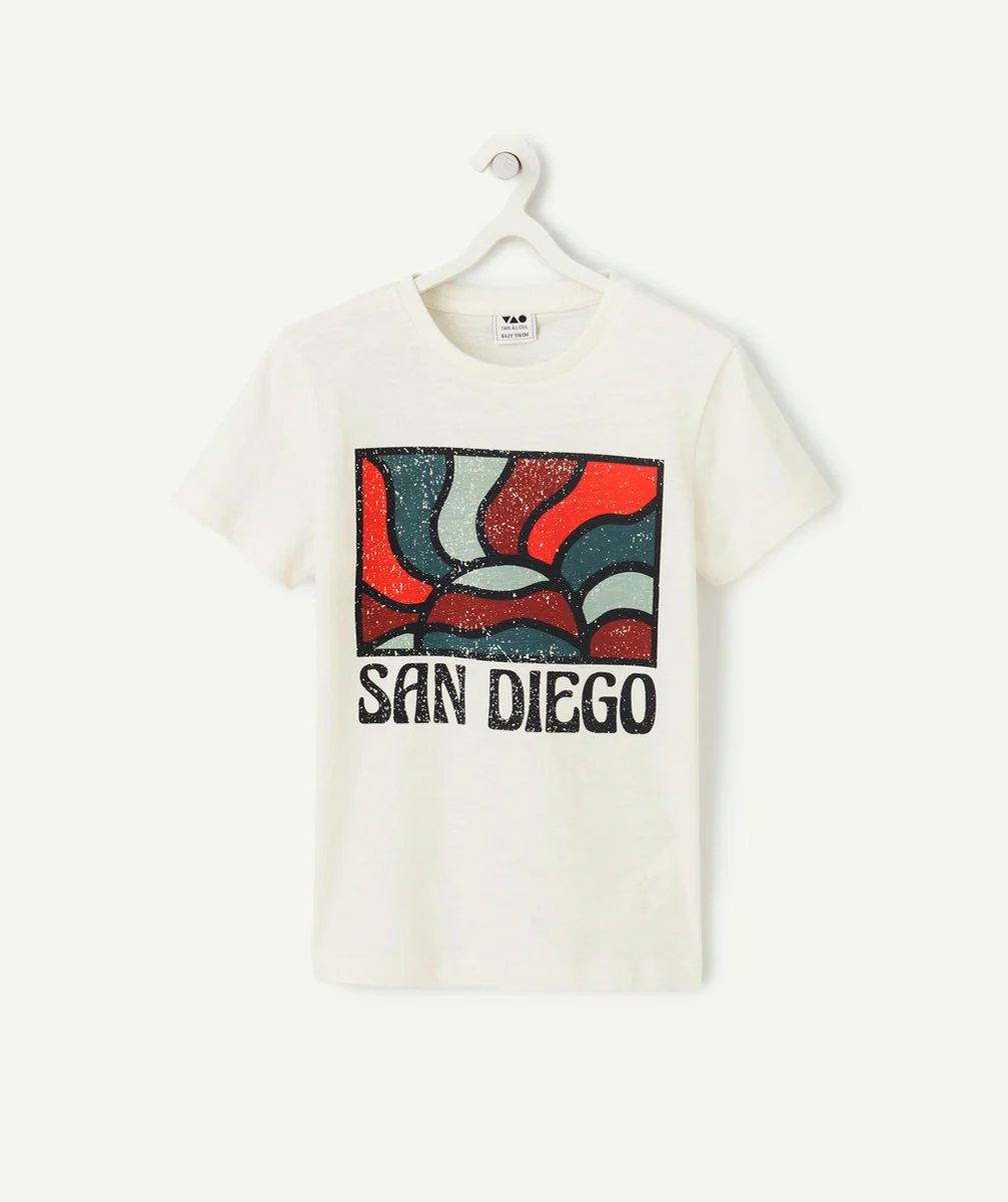 t-shirt manches courtes garçon en coton bio blanc thème san diego