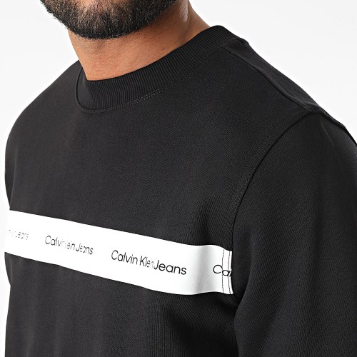 Sweat Crewneck Contrast Instit Stripe 0623 Noir